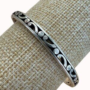 Brighton Silver Scrollwork Design Bangle Bracelet Casual Neutral Classic
